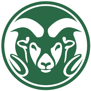 The logo for the Colorado State University Rams; a green circle with a while line drawing of a ram's head facing the viewer