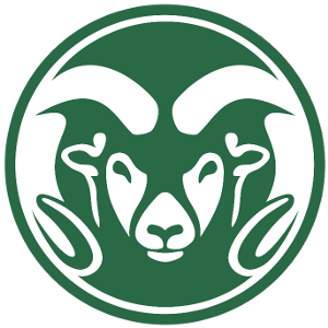 The logo for the Colorado State University Rams; a green circle with a while line drawing of a ram’s head facing the viewer