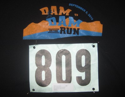 The 2010 Dam 2 Dam t-shirt, along with my bib #809