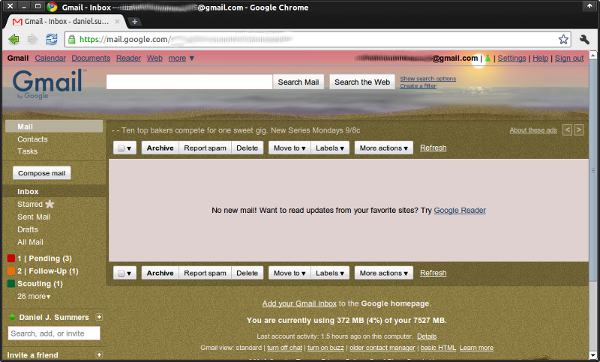 A screenshot showing an empty Gmail inbox