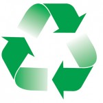 The reduce/reuse/recycle logo, three arrows pointing at one another in the shape of a rounded triangle