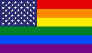 Pride Flag with US union imposed on upper left corner